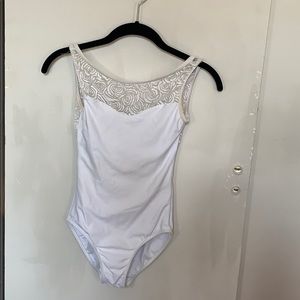 White Floral Wear Moi Leotard Adult Small